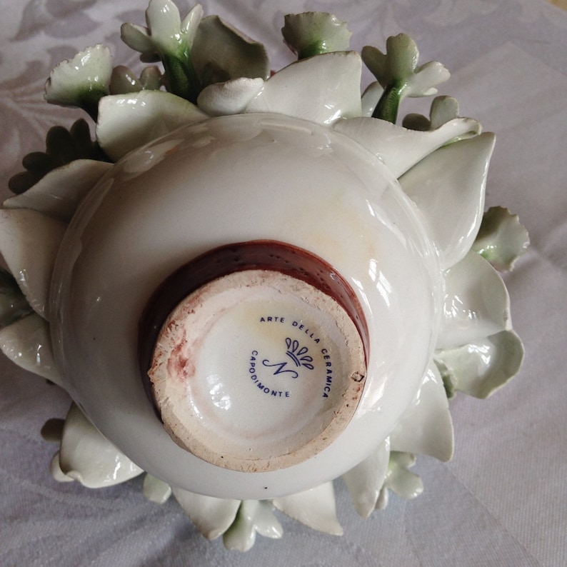 Vintage Italian Arte Della Ceramica Capodimonte Bowl of Flowers Etsy