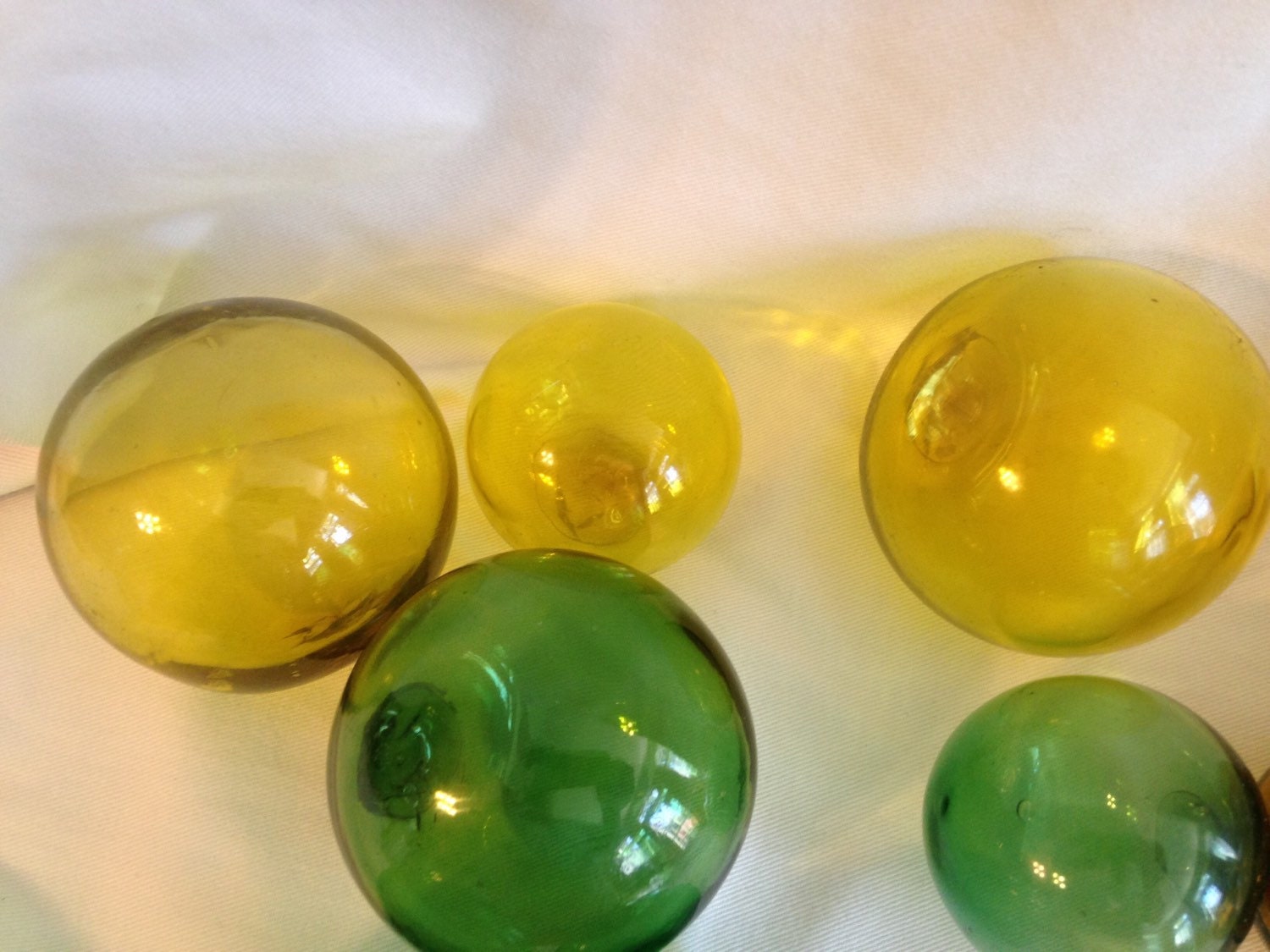 10 Vintage Glass Ball Floats Hand Blown Brown Gold Green Earth Tones