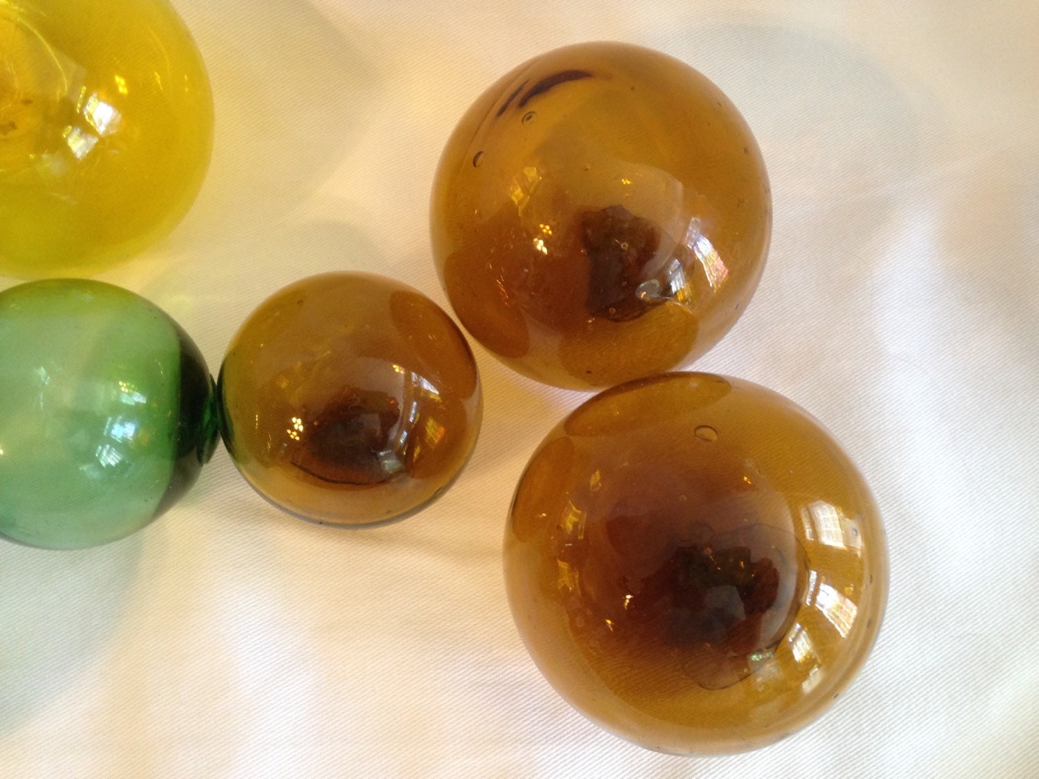 10 Vintage Glass Ball Floats Hand Blown Brown Gold Green Earth Etsy