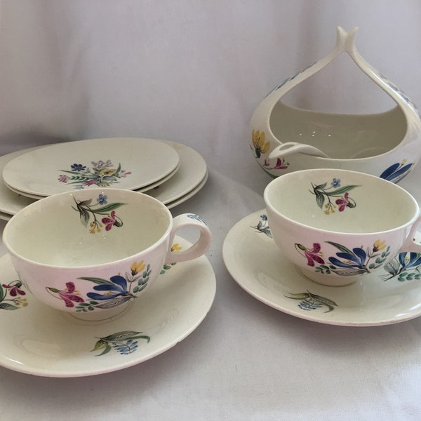 Eva Zeisel Hallcraft Bouquet mid Century Lunch / Breakfast Set for 2