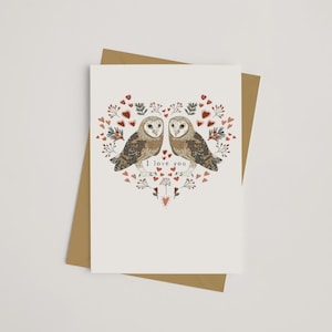 Barn Owl Valentines Card - I Love You