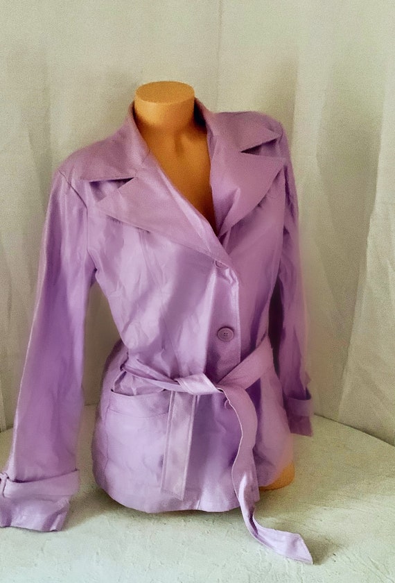 90s Clueless Purple Pleather Trench Coat