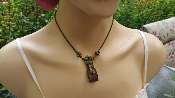 1940's classic antique gold tone or copper mesh pe