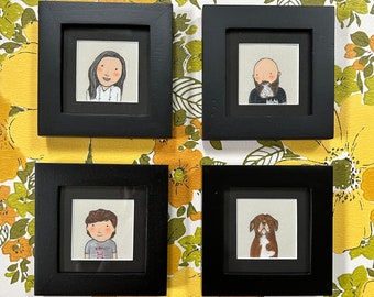 Teeny tiny portrait | hand drawn, quirky, thoughtful gift  | birthday | new dog | going away gift | college gift | gift for parents | family