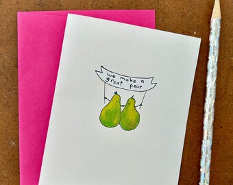 Great Pear Valentines cards. Digital download. Print at home. Valentine food puns. Cute Valentines.