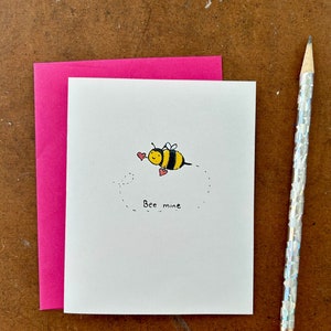Bee Mine Valentine card. Digital download. Print at home. Valentine animal puns. Cute Valentines.