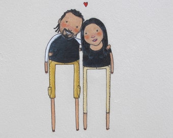 custom couple portrait | hand drawn, quirky, personalized gift for anniversary, wedding/commitment, engagement, best friend, couple