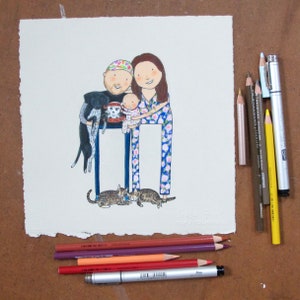 New baby portrait | hand drawn, quirky, thoughtful gift | Mother's day | Father's day | Non-binary parents day | New parents