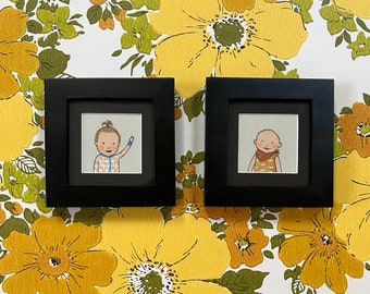 Teeny tiny baby portrait | hand drawn, quirky, thoughtful gift  | birthday | nursery art | gift for new parents | family