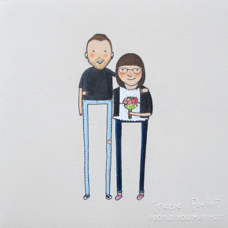 bouquet custom wedding portrait parent hand drawn unique wedding gift for best friend daughter bride groom wedding shower