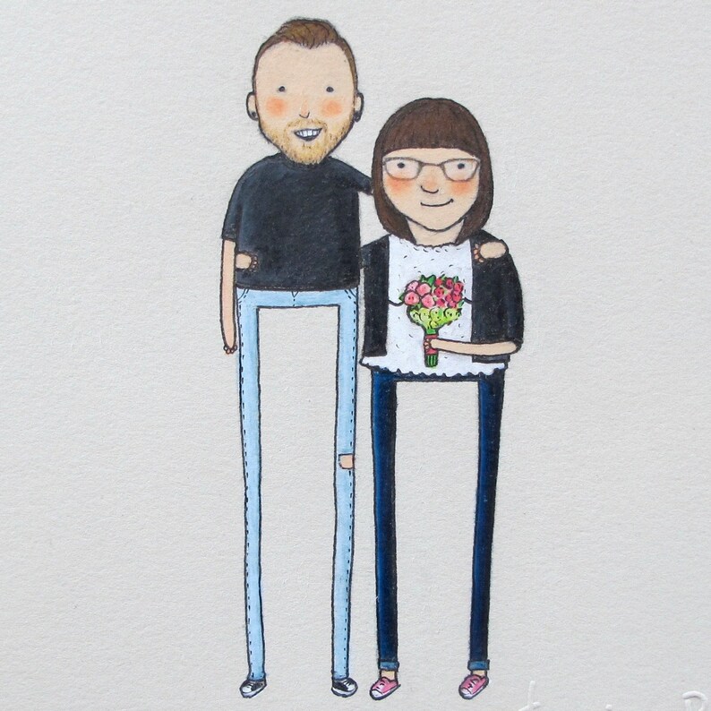 bouquet custom wedding portrait parent hand drawn unique wedding gift for best friend daughter bride groom wedding shower