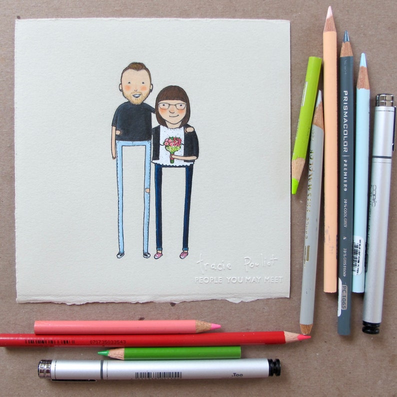 bouquet custom wedding portrait parent hand drawn unique wedding gift for best friend daughter bride groom wedding shower