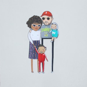 custom family portrait | hand drawn original portrait | unique gift | birthday gift | anniversary gift | gift for him | Father's Day