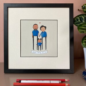 custom family portrait by Tracie Pouliot Hand-drawn, quirky gift. nursery art. new parents. baby on the way. baby shower. little sister. image 3