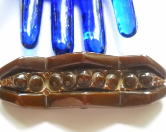 Art Deco Brooch Bakelite Brown Deeply Carved Statement Brooch Safety Clasp Thick Geometric Bakelite Jewelry Chocolate Brown