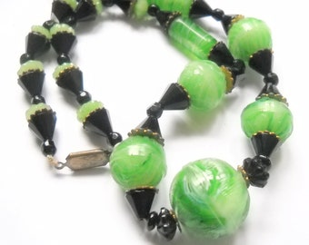 Vintage art-deco chokerketting met Tsjechische glaskralen