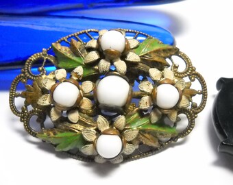 Amazing Adaya vintage Austrian Crystal Czech Glass Enamel handcrafted in Israel signed Artisan Brooch
