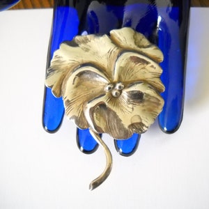 Vintage Pansy Brooch NUNEZ Original Mexico Sterling Flower Figural Sterling Silver Violet Pansy Flower Mid Century Statement Brooch