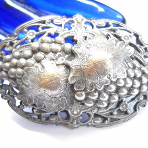 Grape Cluster Vintage Brooch Silver Tone Silver Grape Clusters Leaves Large Bold Mid Century Wine Lover Grape Grower Statement Brooch