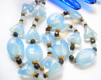 Collier En Verre Et Perles De Murano Des Années 1940 - Bijou Vintage - Occasion