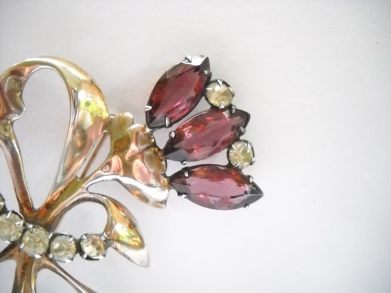 Silver Amethyst Vintage Brooch Big Bold Flower St… - image 8