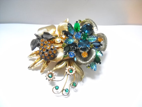 Repurposed Brooch Vintage Brooch Big Bold Rhinest… - image 3