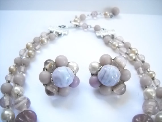 Vintage Japan Glass Bead Set Two Strand Necklace … - image 7