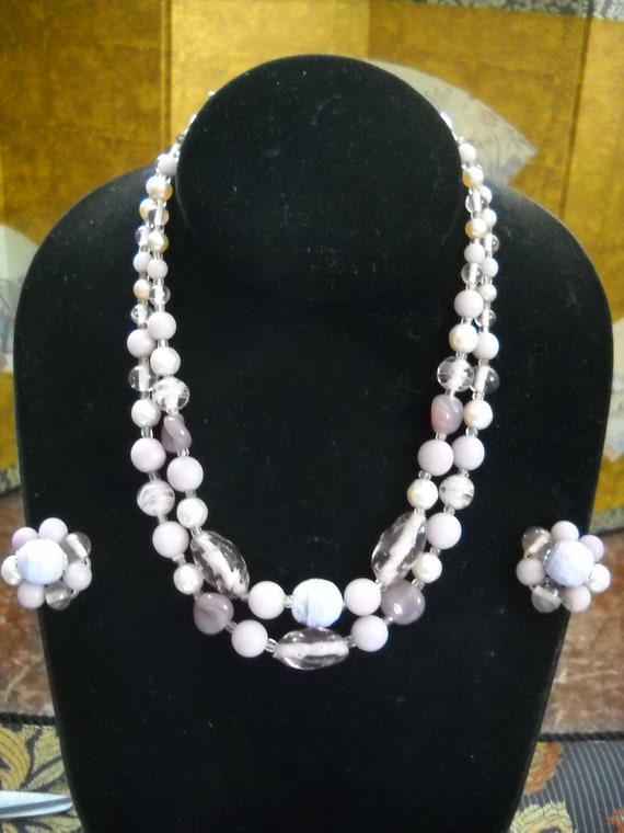 Vintage Japan Glass Bead Set Two Strand Necklace … - image 9