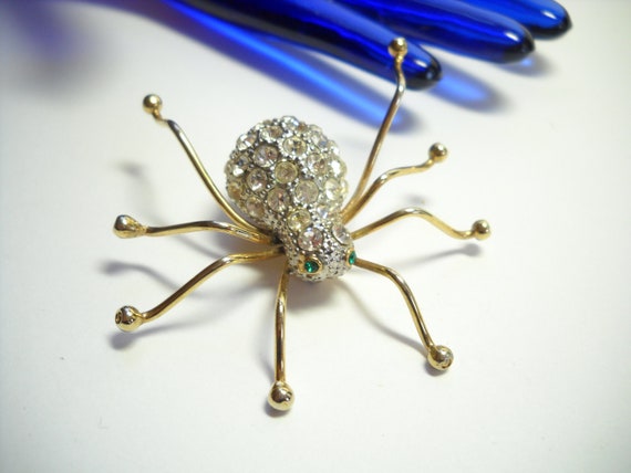 Vintage Rhinestone Spider Brooch Arachnid Brooch … - image 7