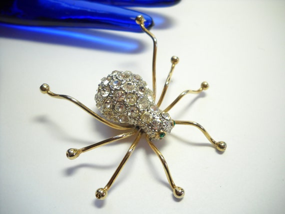 Vintage Rhinestone Spider Brooch Arachnid Brooch … - image 5