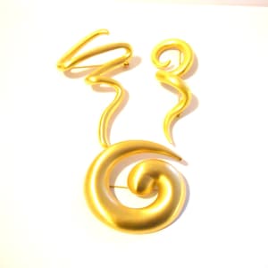 1980s Brooch Lot 1980s Jewelry Lot 3 Vintage Brooches Matte Gold tone Modernist Abstract Modern Brooches Designer Signed Big Bold Boho