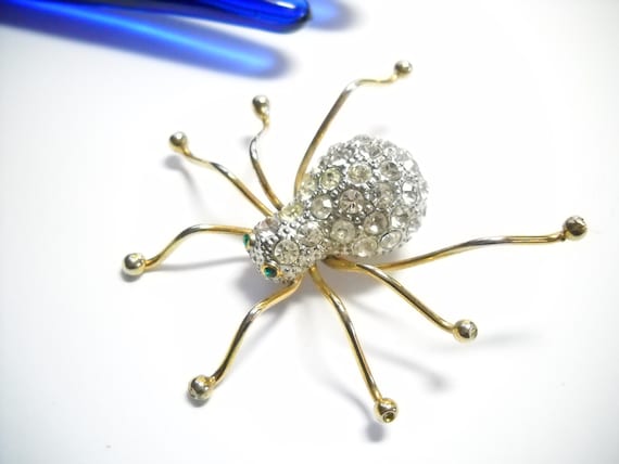 Vintage Rhinestone Spider Brooch Arachnid Brooch … - image 10