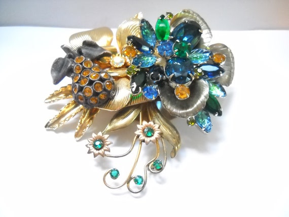 Repurposed Brooch Vintage Brooch Big Bold Rhinest… - image 6