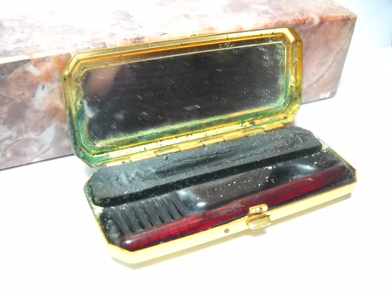 Vintage DuBarry Mascara Gold Box Vintage Du Barry Richard Hudnut Gold Tone Metal Compact Case Mid Century