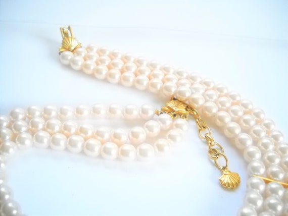 Vintage Pearl Richelieu Necklace Soft Pink Three … - image 6