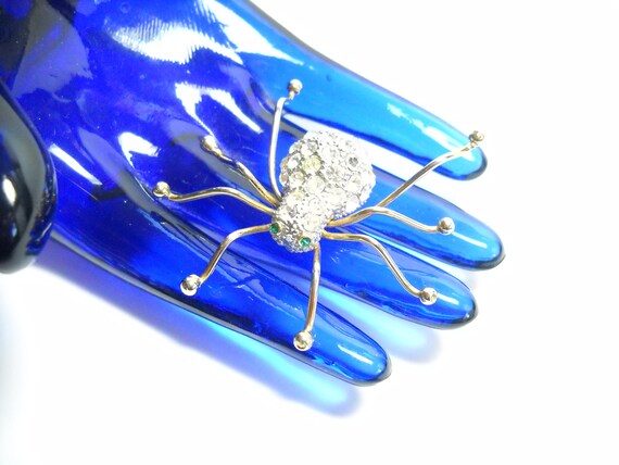 Vintage Rhinestone Spider Brooch Arachnid Brooch … - image 2