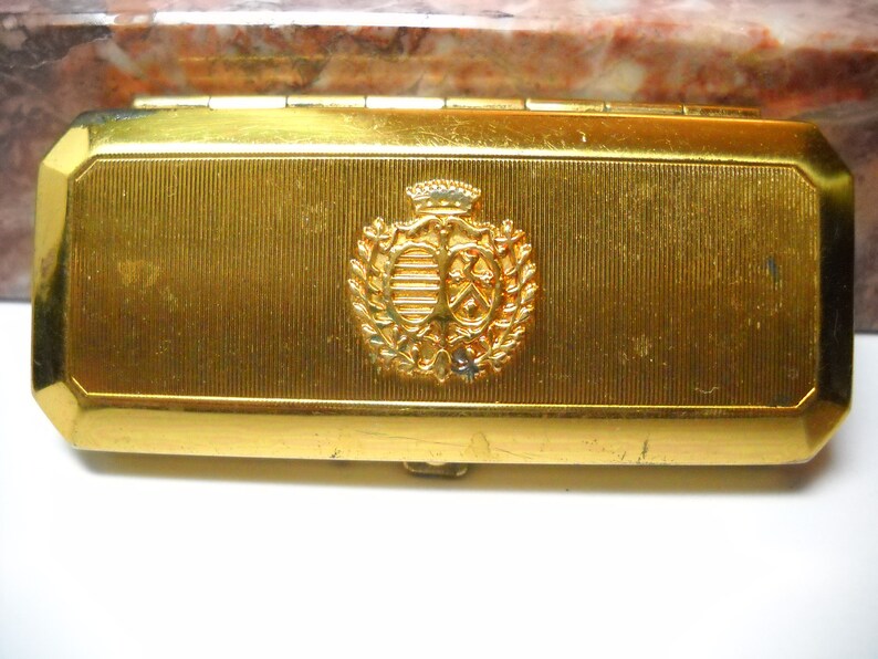Vintage DuBarry Mascara Gold Box Vintage Du Barry Richard Hudnut Gold Tone Metal Compact Case Mid Century