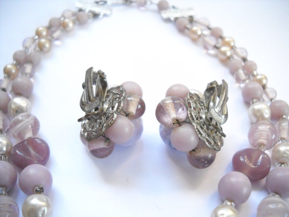 Vintage Japan Glass Bead Set Two Strand Necklace … - image 8