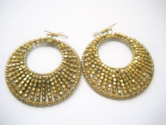 Gorgeous vintage 1970s HUGE Gold Tone HOOP Earrings