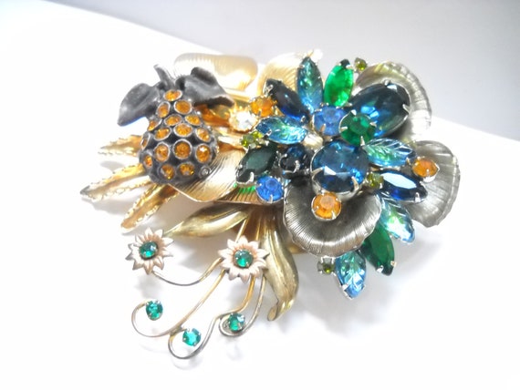 Repurposed Brooch Vintage Brooch Big Bold Rhinest… - image 7