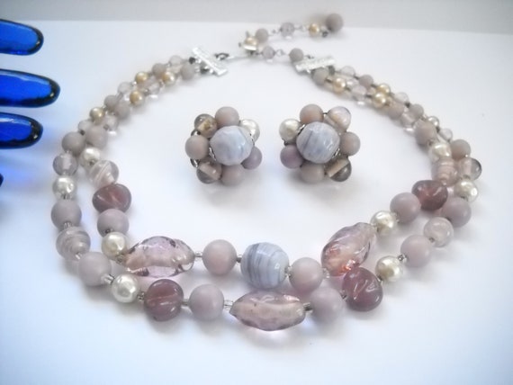 Vintage Japan Glass Bead Set Two Strand Necklace … - image 4