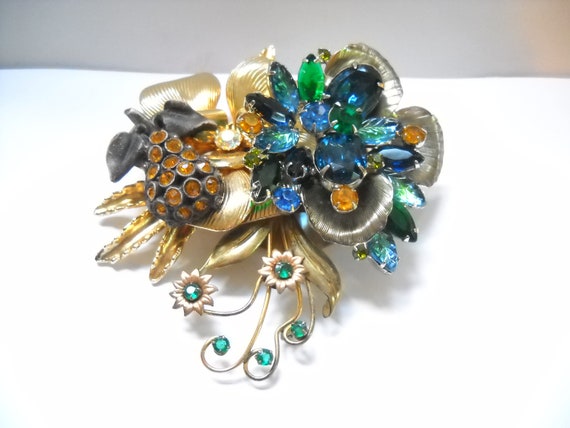 Repurposed Brooch Vintage Brooch Big Bold Rhinest… - image 4