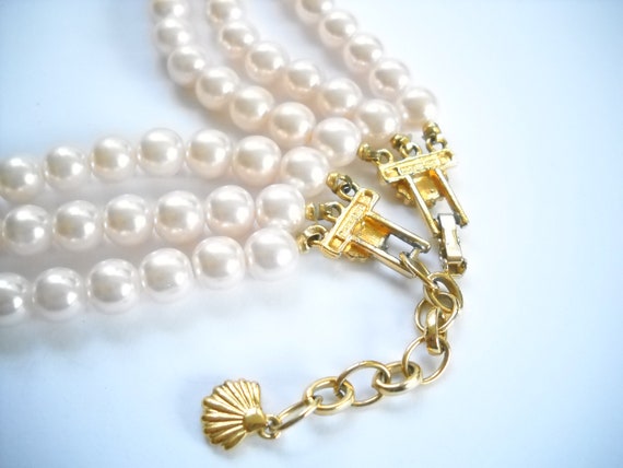 Vintage Pearl Richelieu Necklace Soft Pink Three … - image 9