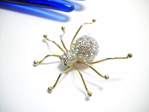 Vintage Rhinestone Spider Brooch Arachnid Brooch … - image 9