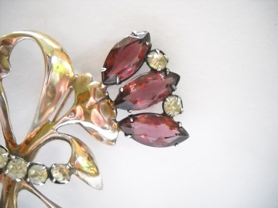 Silver Amethyst Vintage Brooch Big Bold Flower St… - image 7