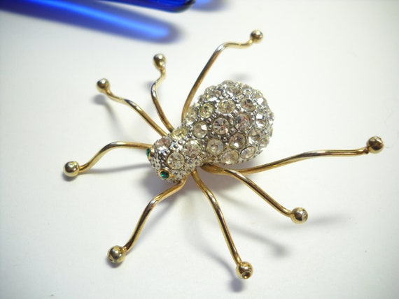 Vintage Rhinestone Spider Brooch Arachnid Brooch … - image 4