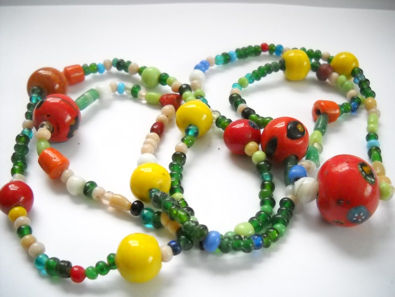 Vintage glaskralenketting, lange kleurrijke kralen in Murano-stijl, 40 inch afbeelding 8