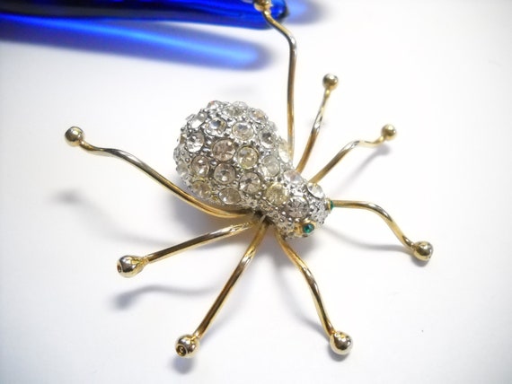 Vintage Rhinestone Spider Brooch Arachnid Brooch … - image 6