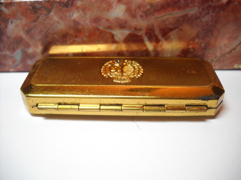 Vintage DuBarry Mascara Gold Box Vintage Du Barry Richard Hudnut Gold Tone Metal Compact Case Mid Century