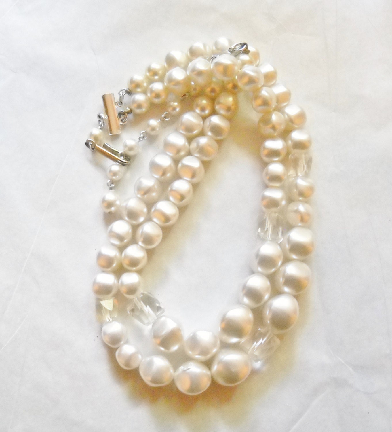 Necklace Vintage Choker Necklace Pearl AB Lucite Stones Faux